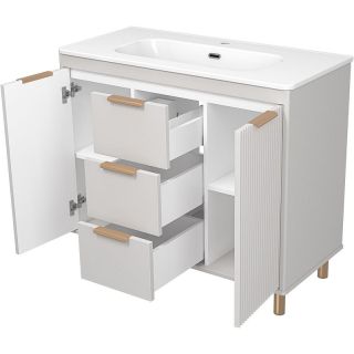 Напольная тумба под раковину Brevita Risacca Crema 100 УТ000025682 Серая матовая